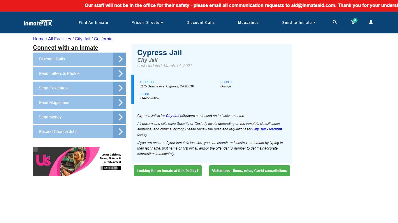 Cypress Jail | Inmate Locator