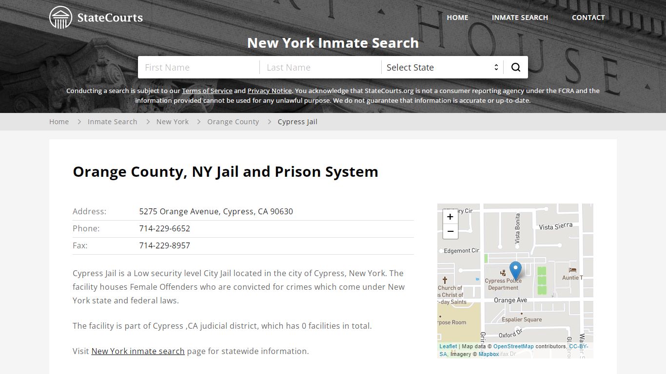 Cypress Jail Inmate Records Search, New York - StateCourts