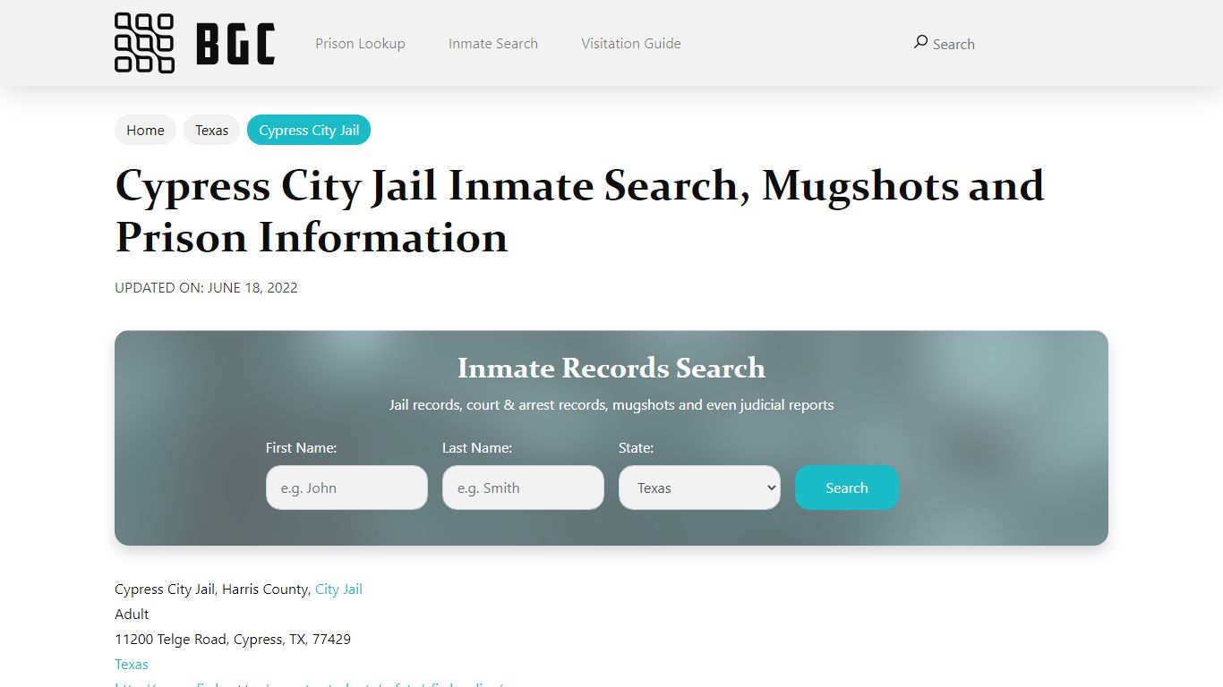 Cypress City Jail Inmate Search, Mugshots, Visitation, Phone no ...