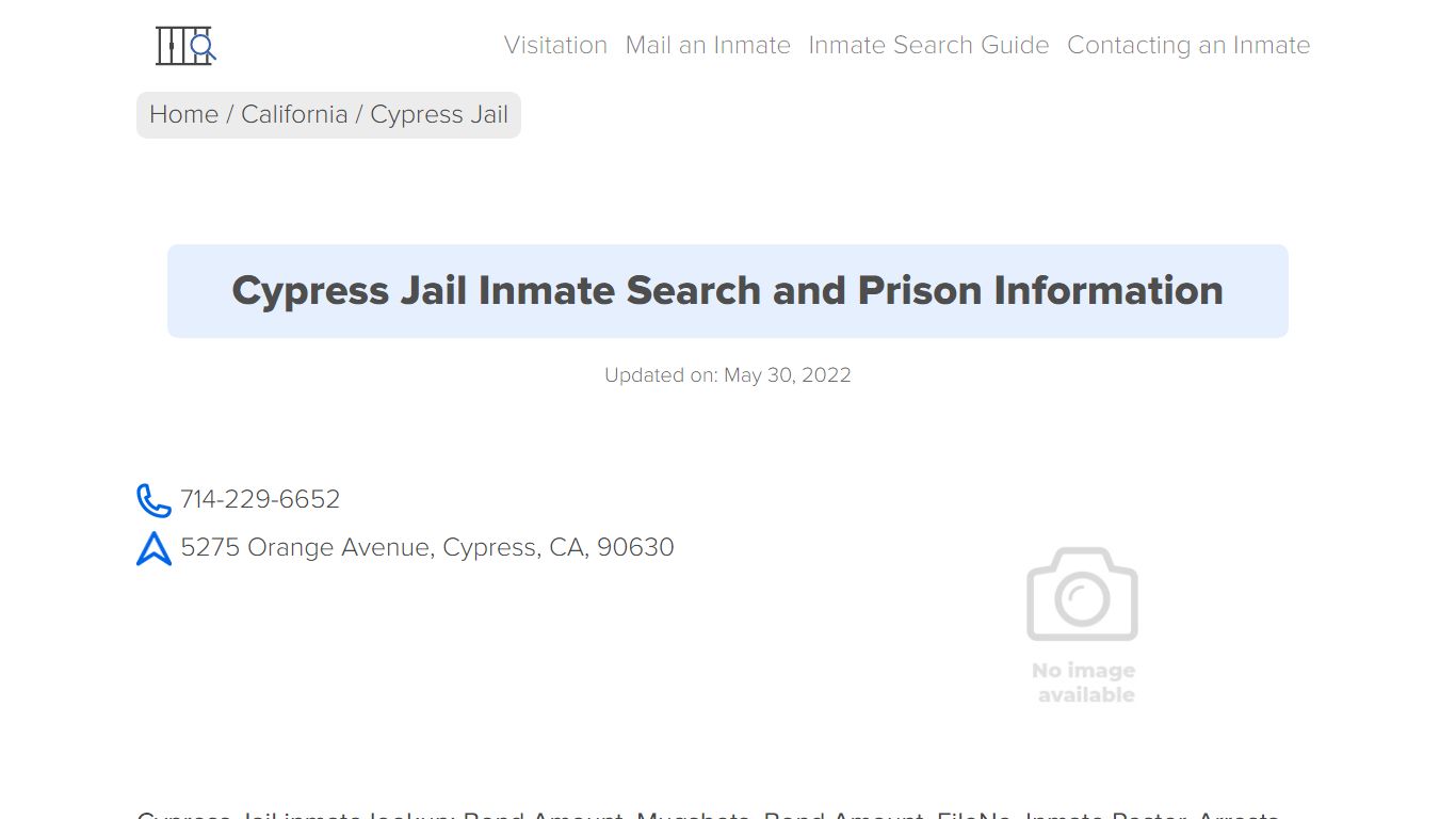 Cypress Jail Inmate Search, Visitation, Phone no. & Mailing Information